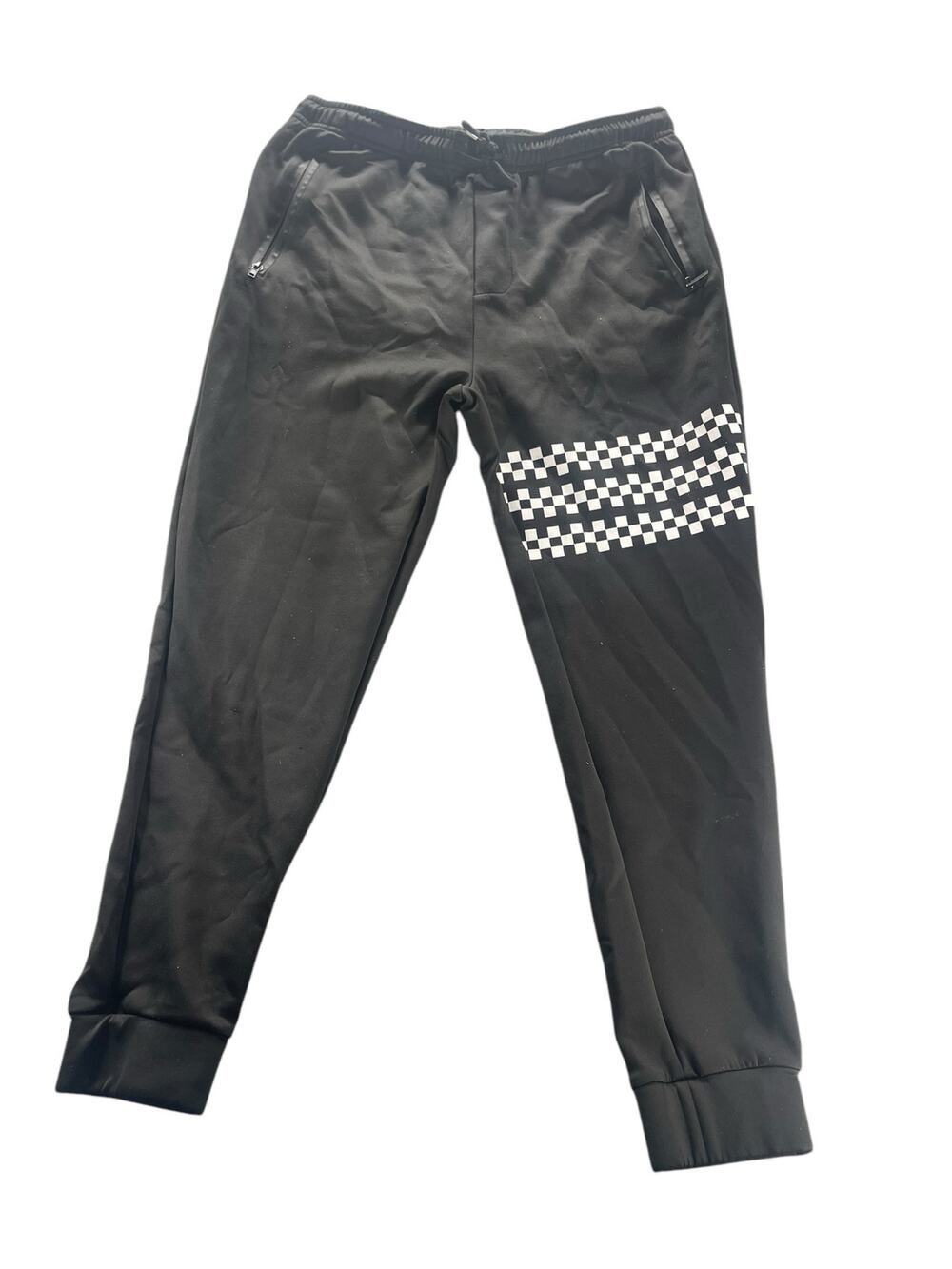 Public Record Black Checkered Jogger Sweatpants Women's Size XL